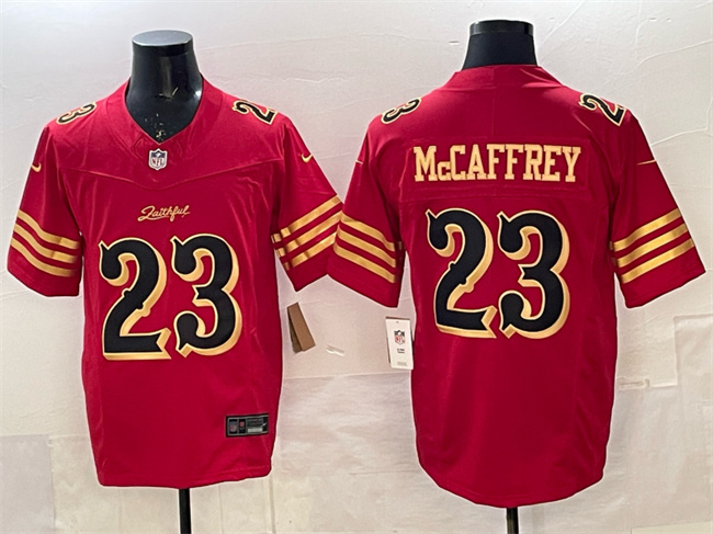 Men's Red/Gold San Francisco 49ers #23 Christian McCaffrey 2025 F.U.S.E. “Rivalries” Vapor Limited Stitched Football Jersey